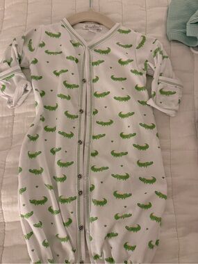 Kissy Kissy White Sleep Sack with Green Crocodile Print